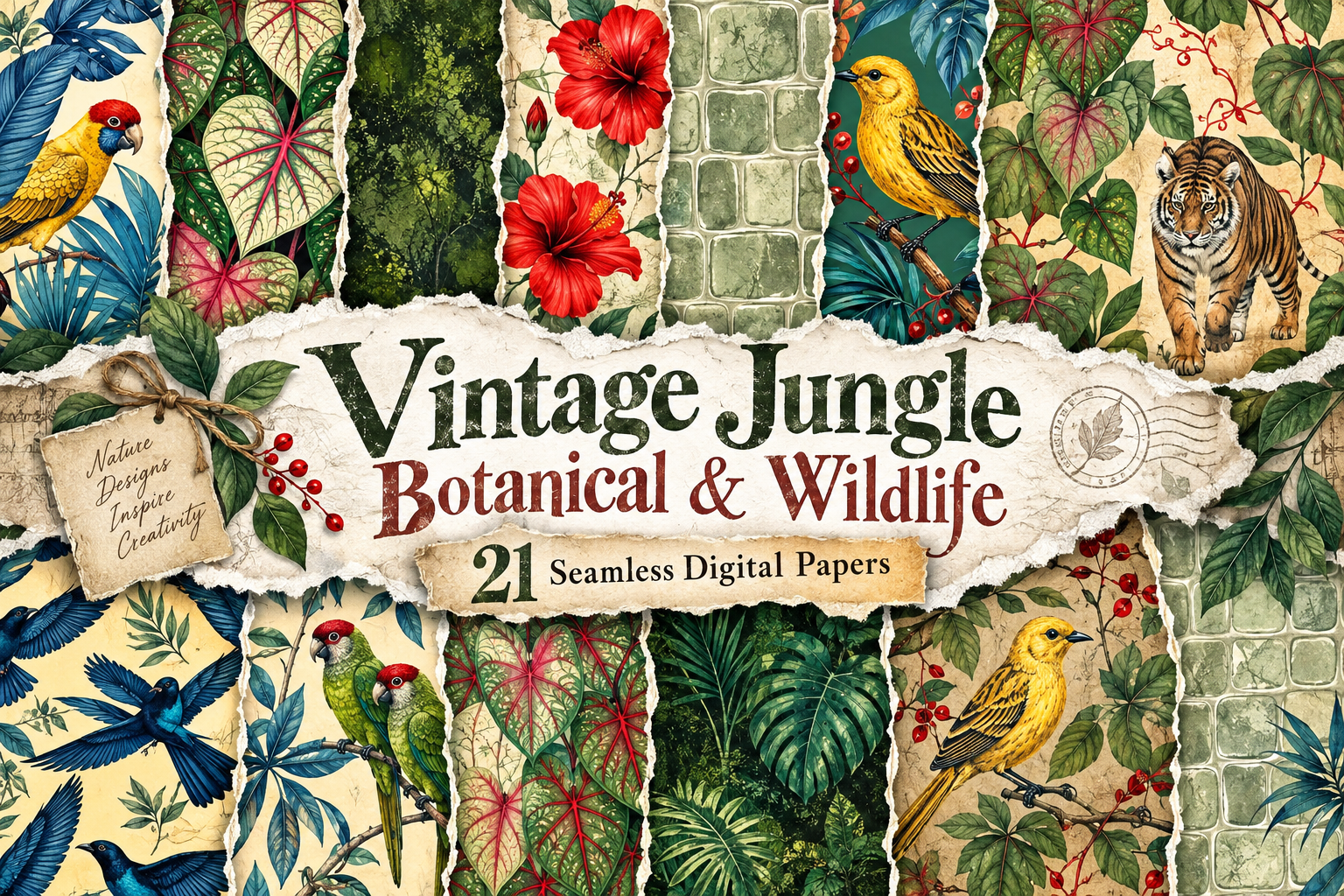 Vintage Jungle Botanical & Wildlife