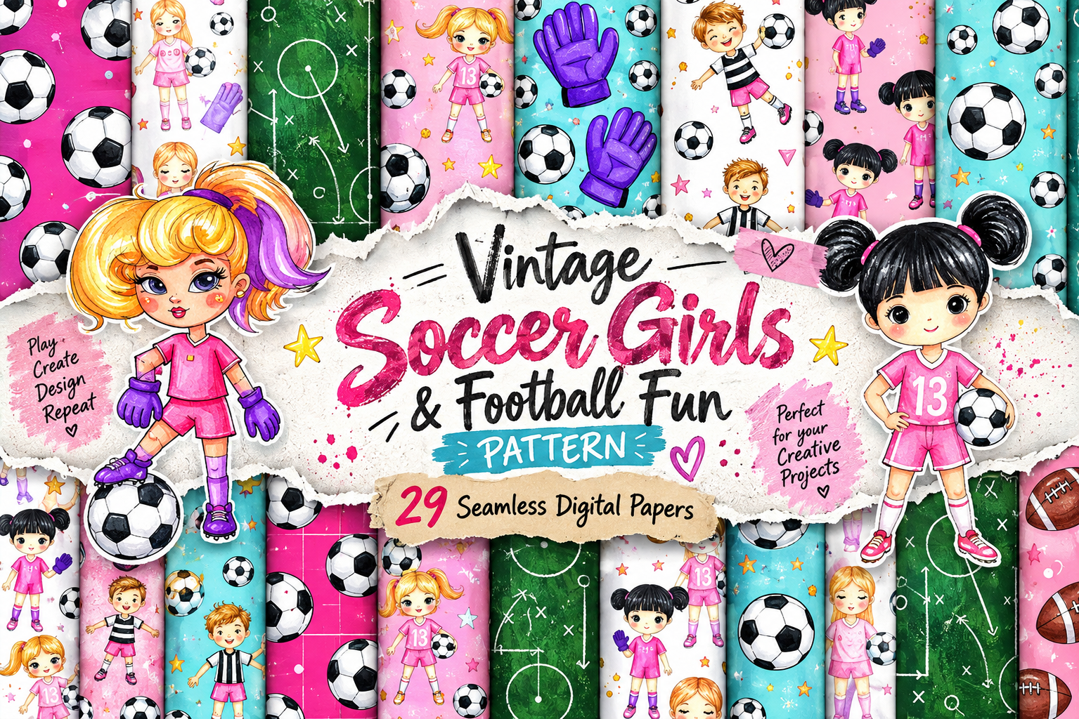 Vintage Soccer Girls & Football Fun —