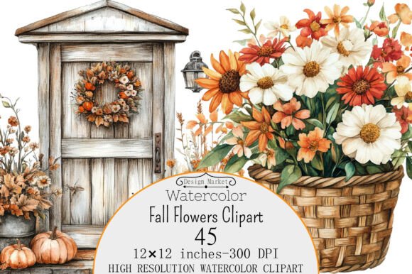 Watercolor Fall Flowers Clipart