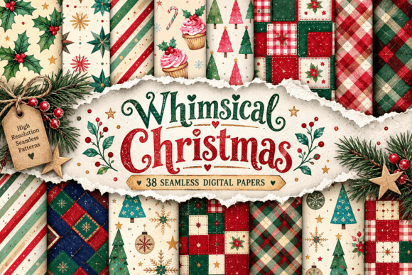 Whimsical Christmas Vintage Digital