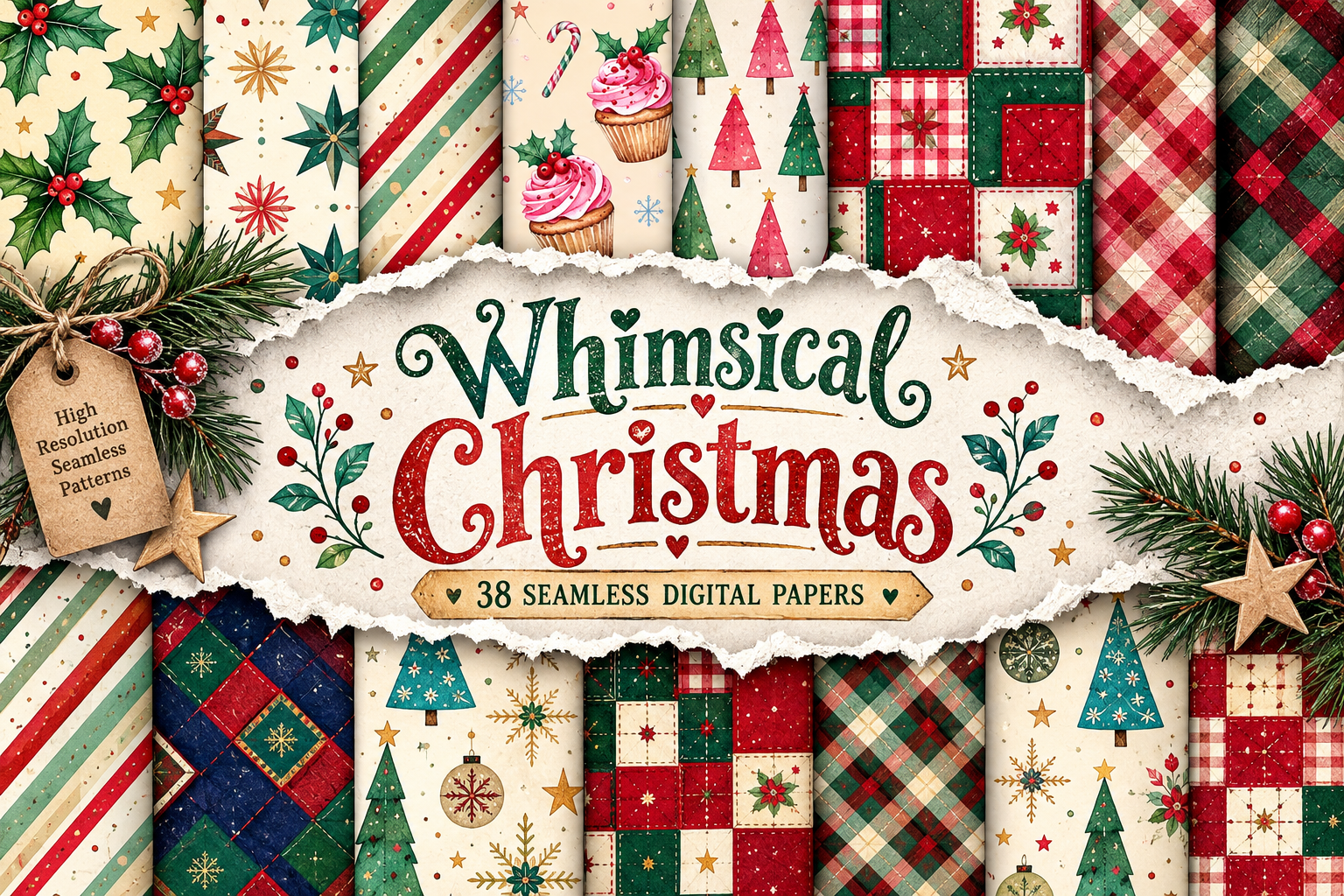 Whimsical Christmas Vintage Digital
