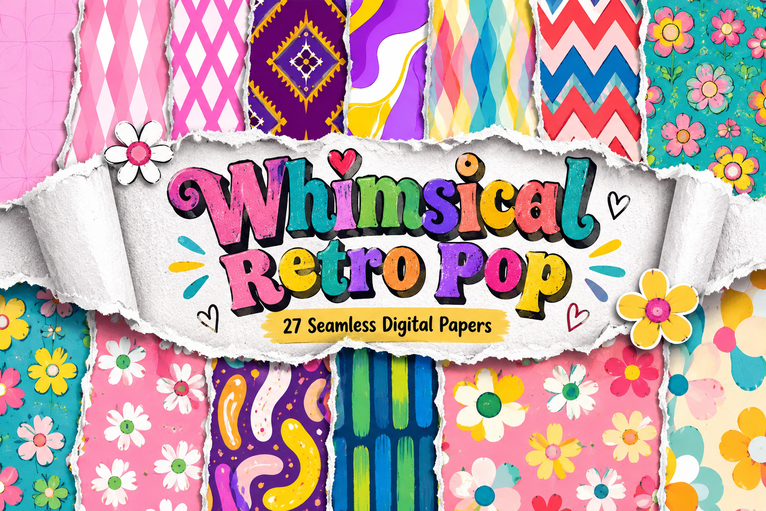 Whimsical Retro Pop – Seamless Pattern