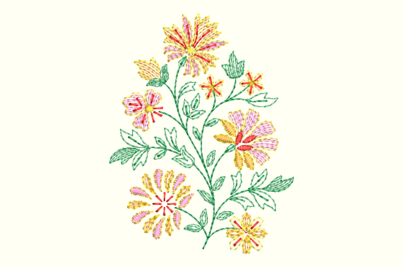 Wildflower Sprig Embroidery Design