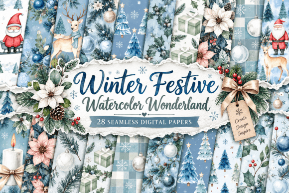 Winter Festive Watercolor Wonderland