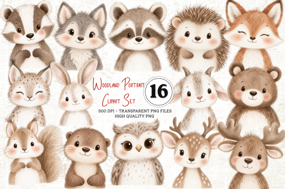 Woodland Portrait Clipart Set