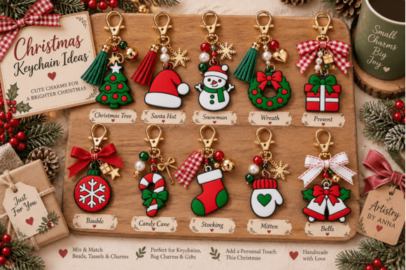 10 Christmas Charms 3D Print Files – 3MF Multicolour FDM Designs for Keychains & Earrings - Image 2