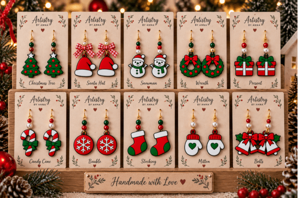 10 Christmas Charms 3D Print Files – 3MF Multicolour FDM Designs for Keychains & Earrings - Image 3
