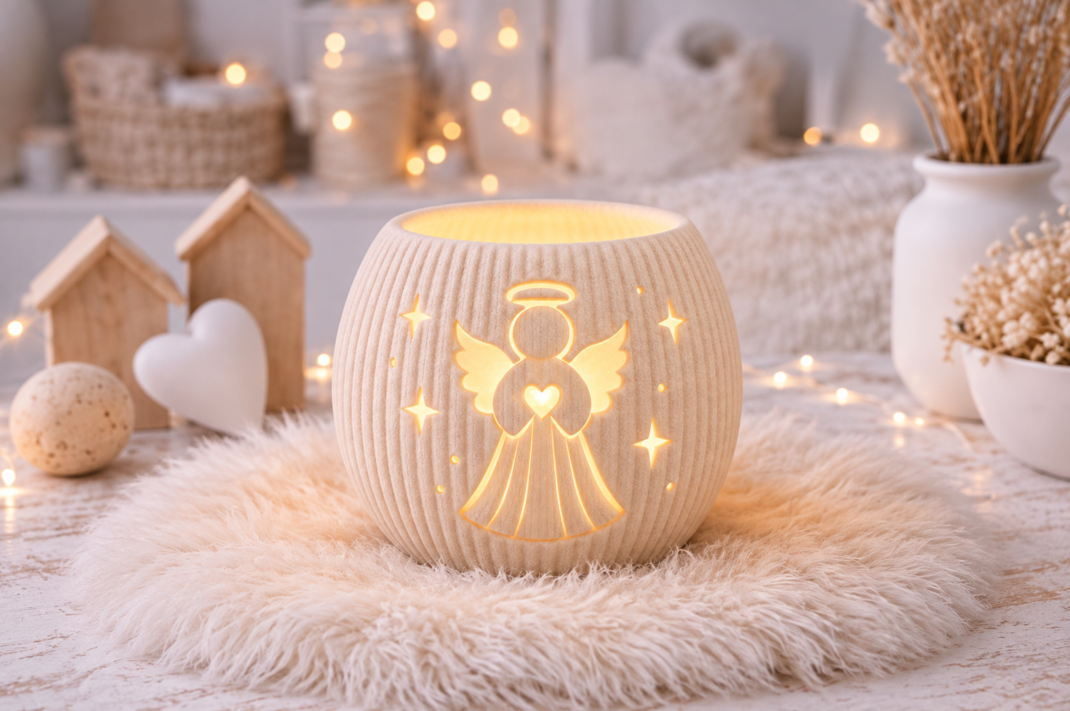 Christmas Angel Luminary STL - 3D Print Tealight Holder File - Image 4