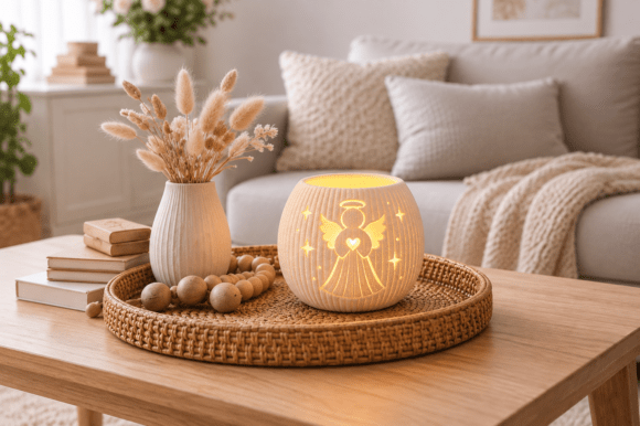 Christmas Angel Luminary STL - 3D Print Tealight Holder File - Image 2