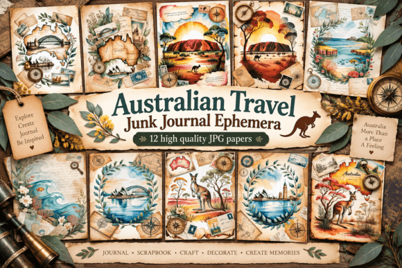 Australian Travel Junk Journal Ephemera