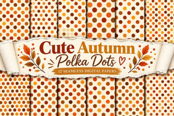Autumn Cute Polka Dots Digital Papers