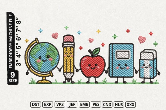 Back to School Friends Embroidery