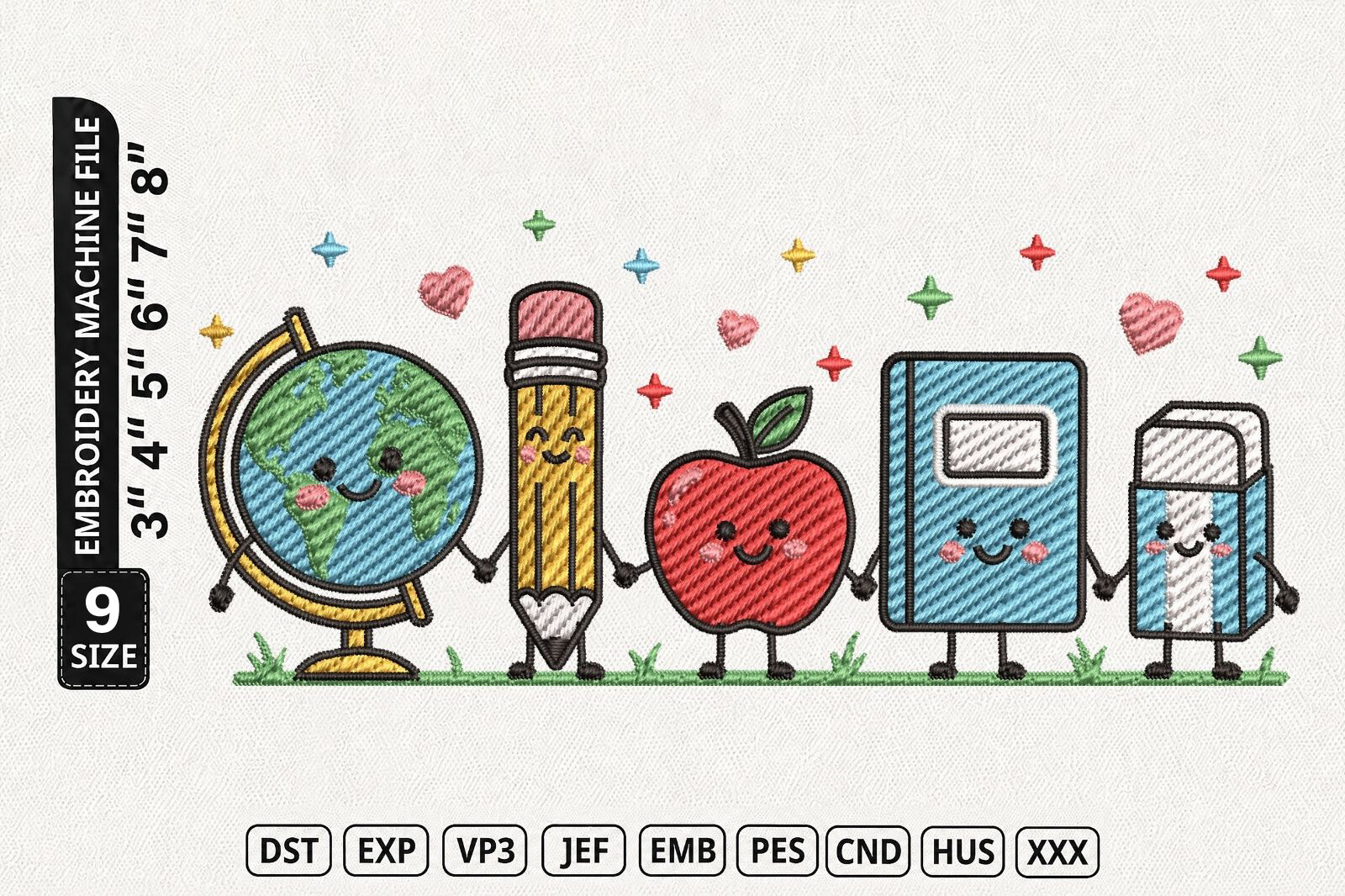 Back to School Friends Embroidery
