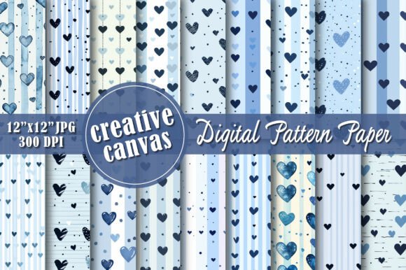 Blue Heart Seamless Digital Paper