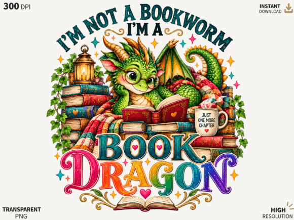 Book Dragon Reading PNG Design, Fantasy