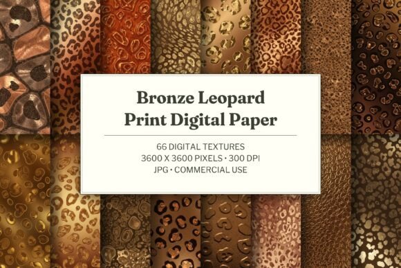 Bronze Leopard Print Digital Paper