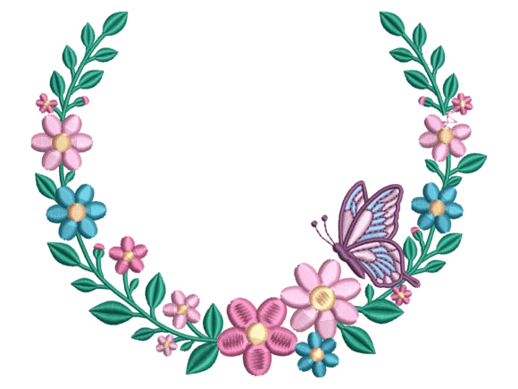 Butterfly Wildflower Wreath Embroidery