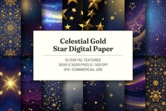 Celestial Gold Star Digital Paper