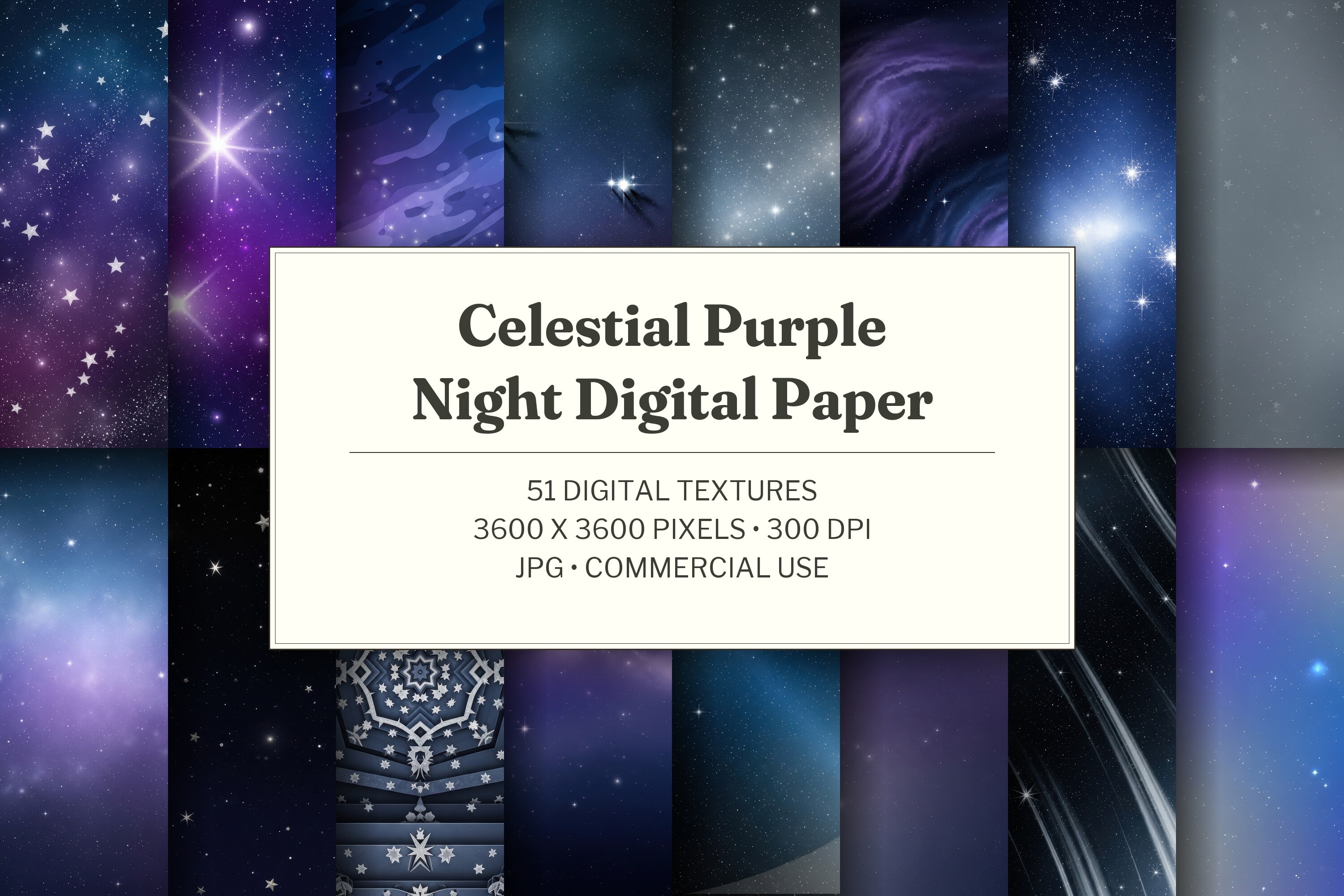 Celestial Purple Night Digital Paper