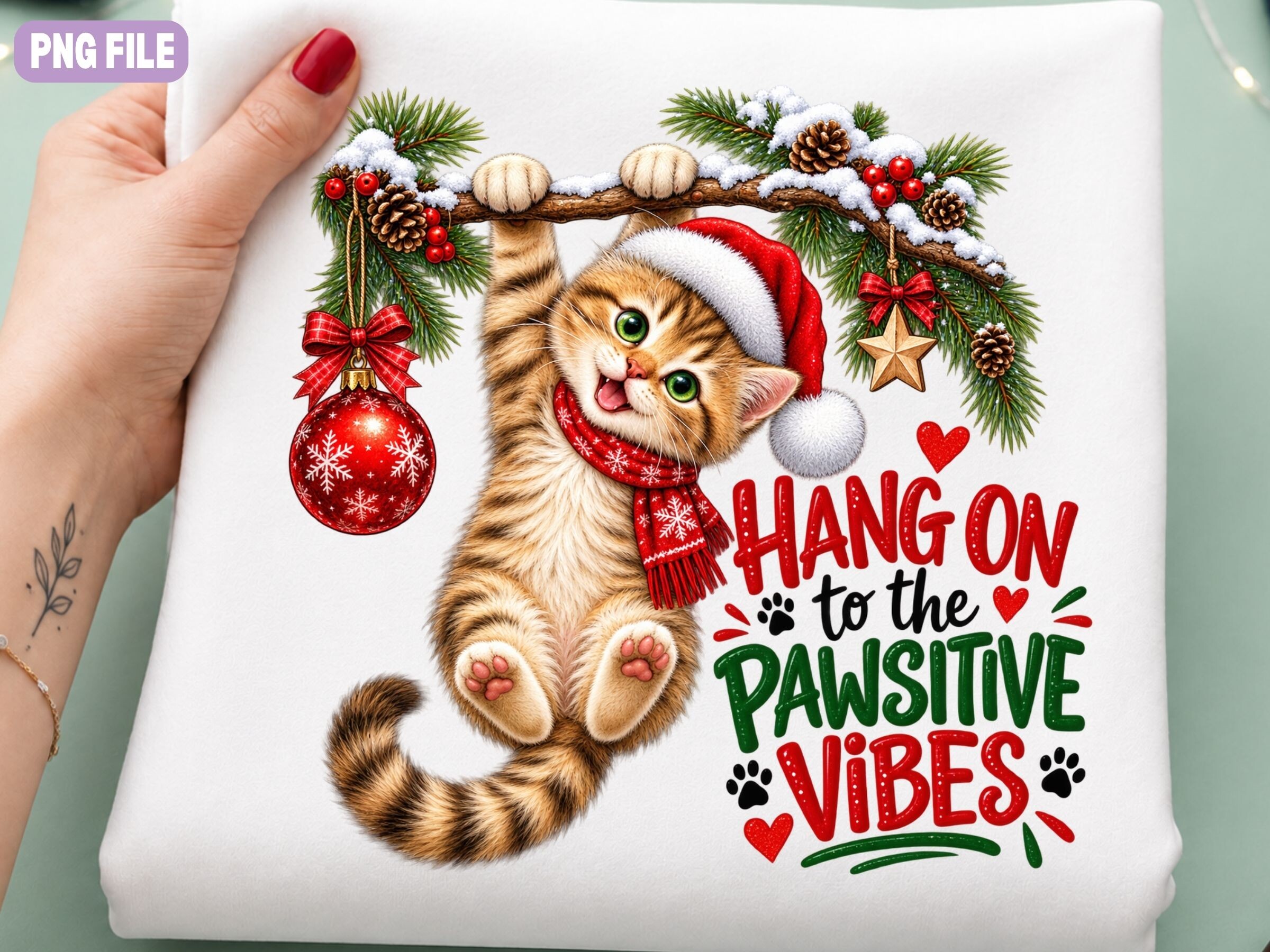 Christmas Cat PNG, H