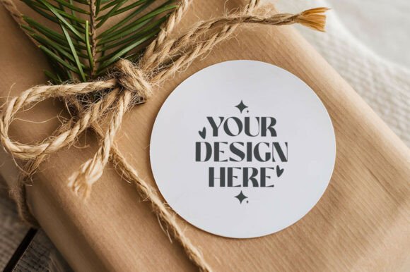Christmas Gift Sticker Mockup