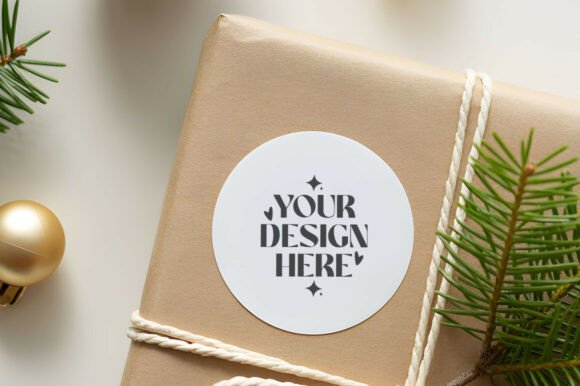 Christmas Gift Sticker Mockup
