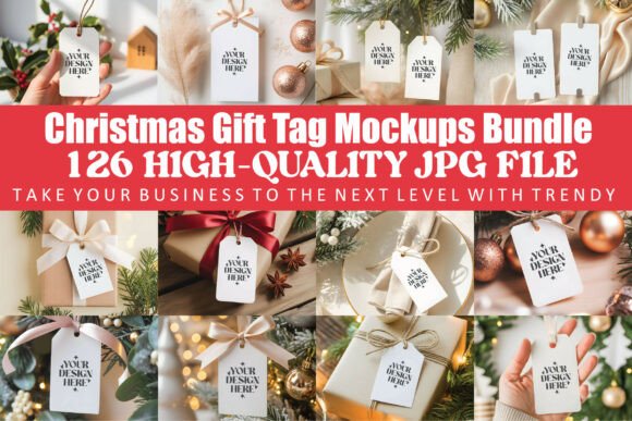 Christmas Gift Tag Mockup Bundle