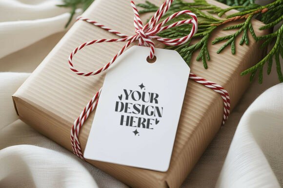 Christmas Gift Tag Mockup