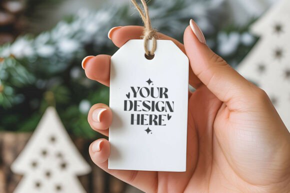 Christmas Gift Tag Mockup, Tag Mockup
