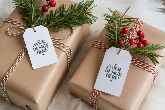 Christmas Gift Tag Mockup, Tag Mockup