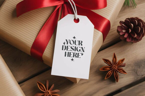Christmas Gift Tag Mockup, Tag Mockup