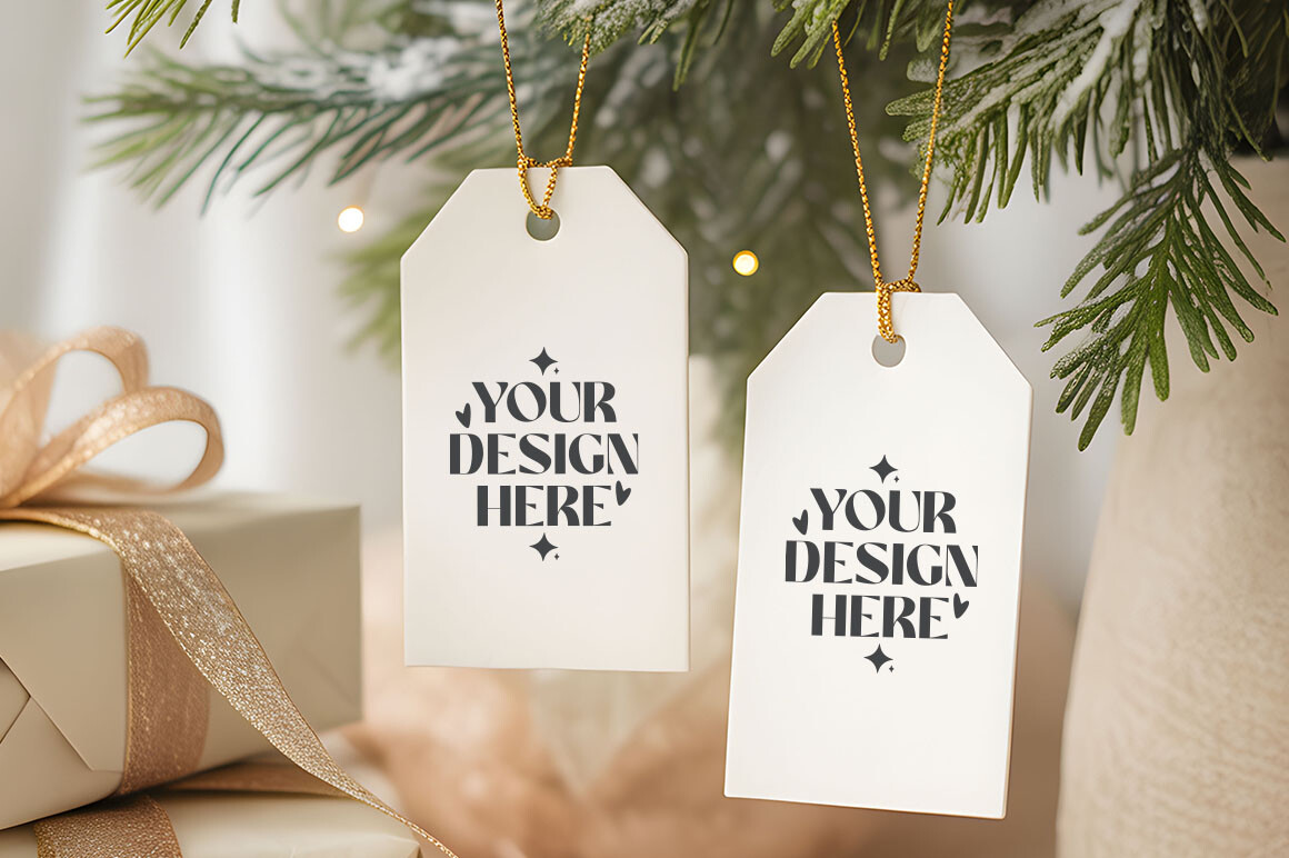 Christmas Gift Tag Mockup, Tag Mockup