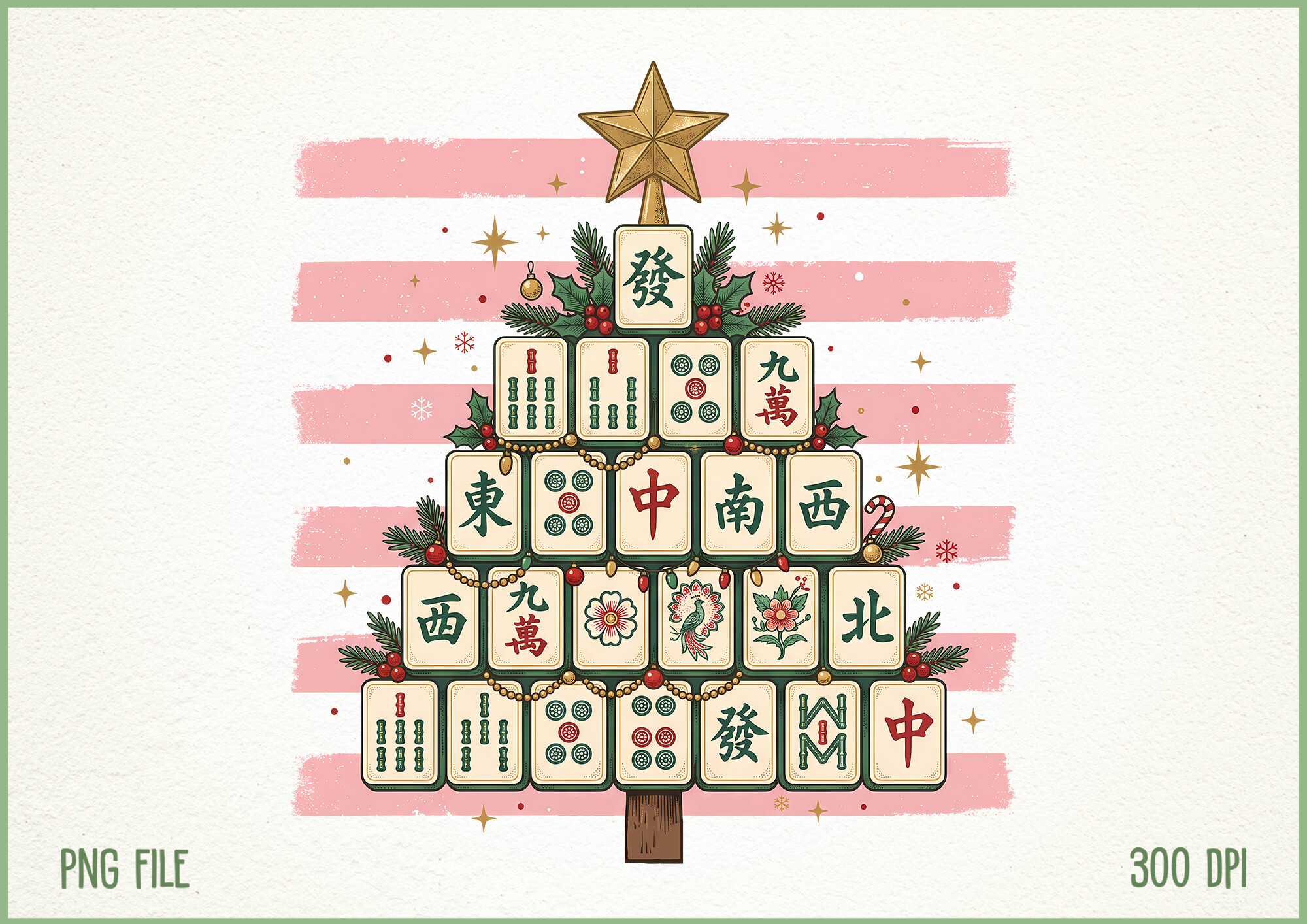 Christmas Mahjong Tree Ornaments PNG