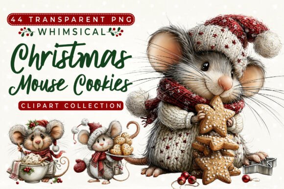 Christmas Mouse Baking Cookies Clipart