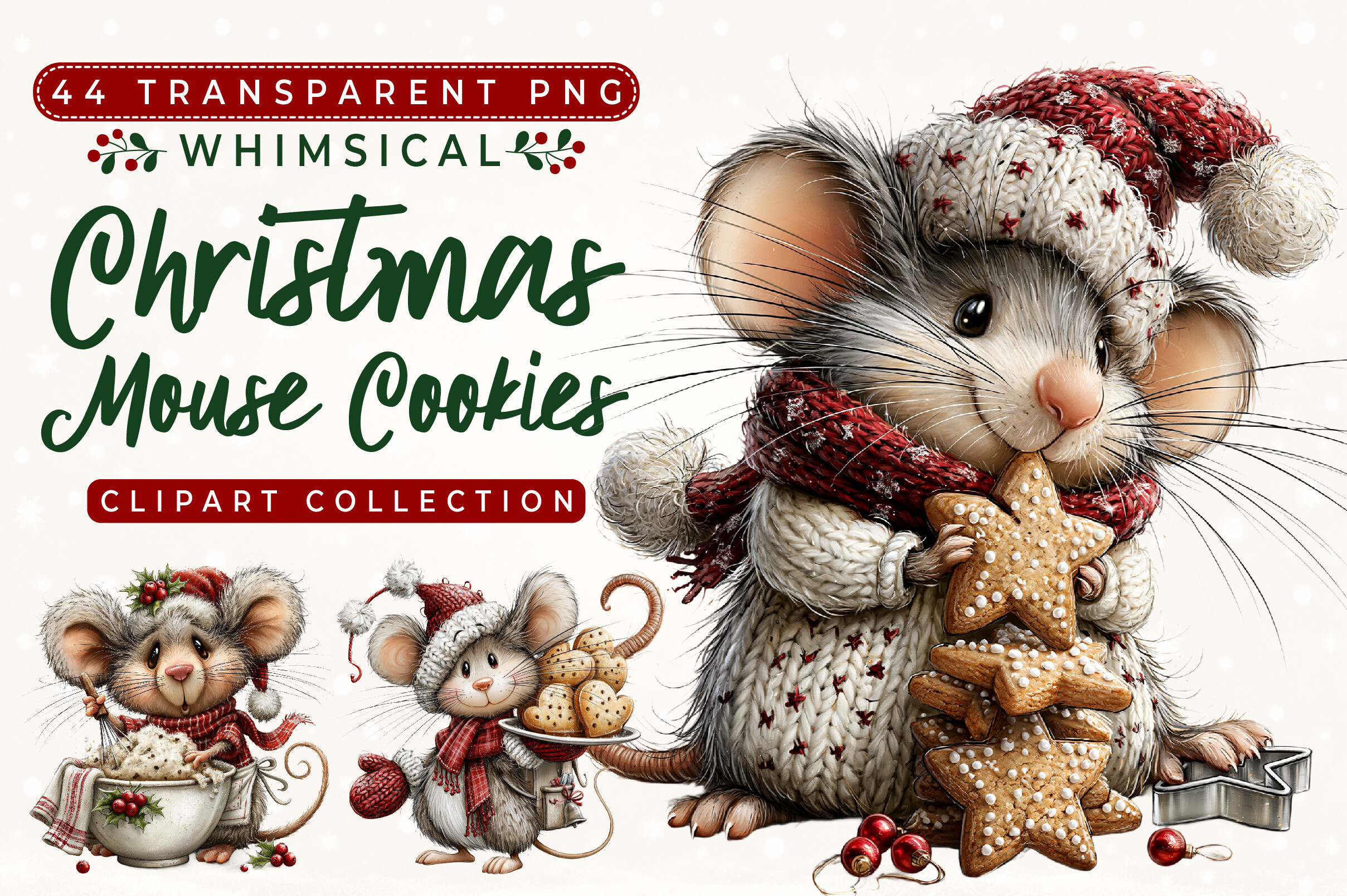 Christmas Mouse Baking Cookies Clipart