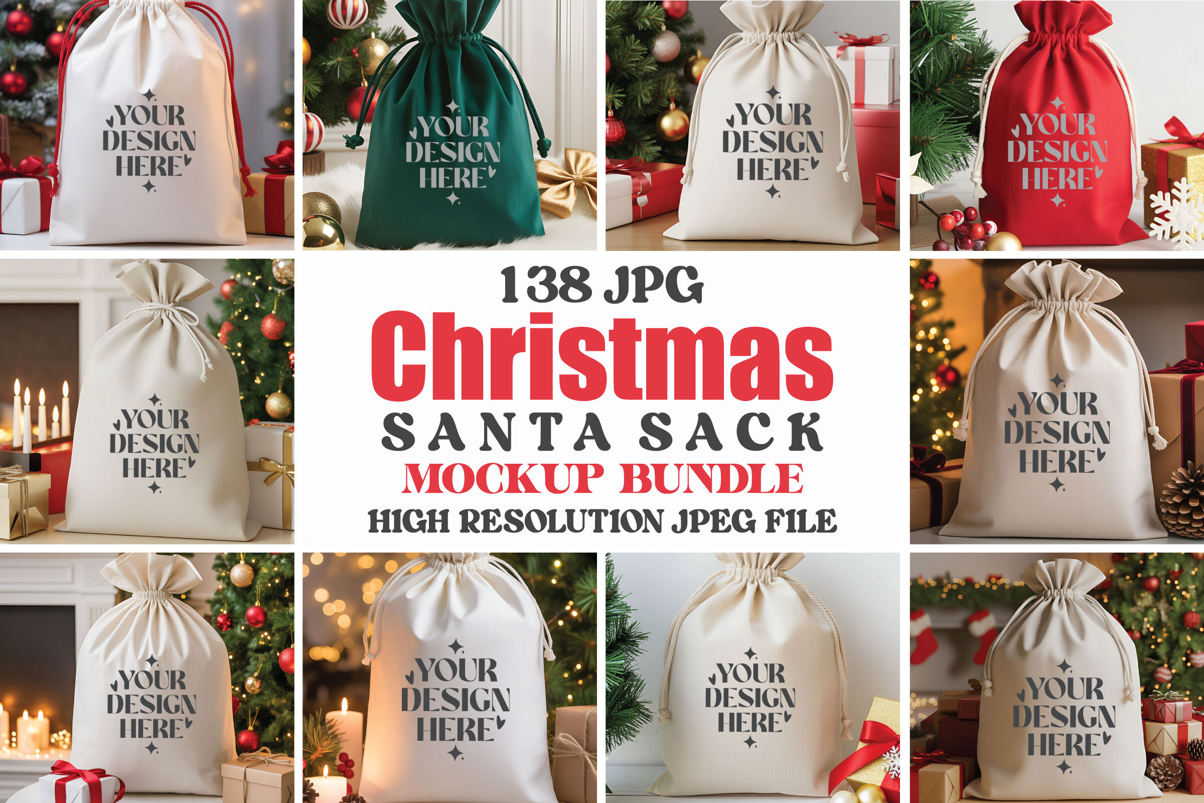 Christmas Santa Sack Mockup Bundle