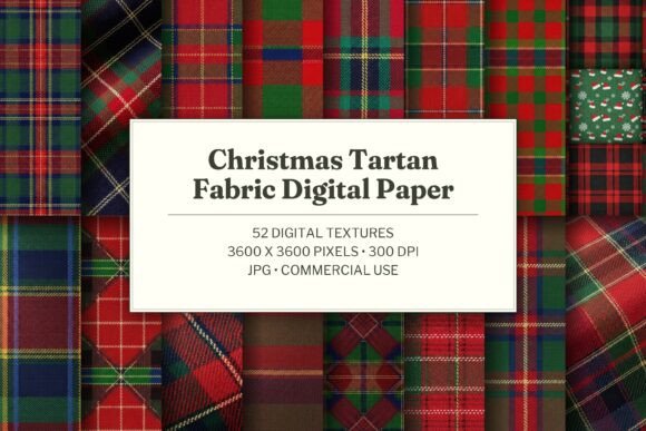 Christmas Tartan Fabric Digital Paper