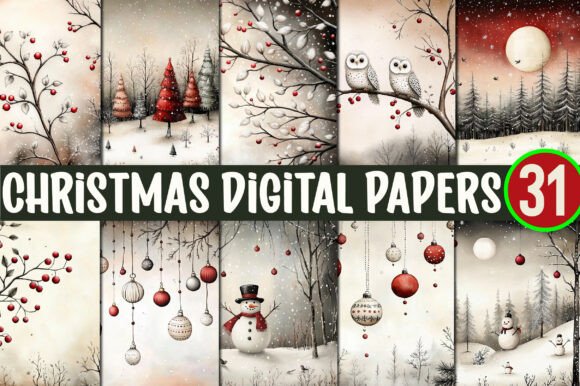 Christmas Digital Papers Patterns Bundle