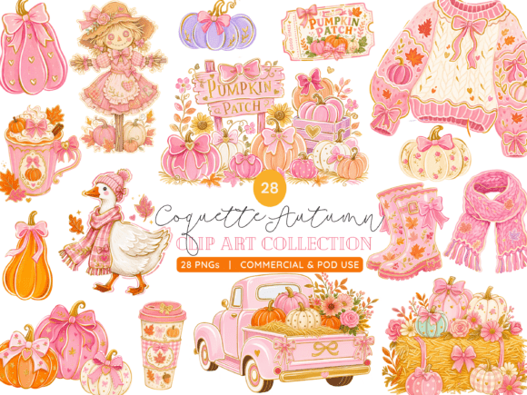 Coquette Fall Harvest Pumpkin Patch PNG