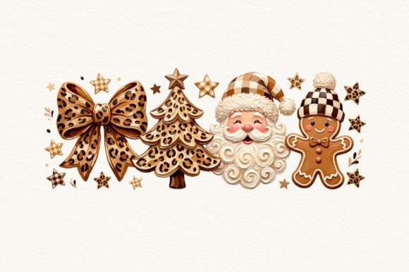 Coquette Leopard Christmas PNG