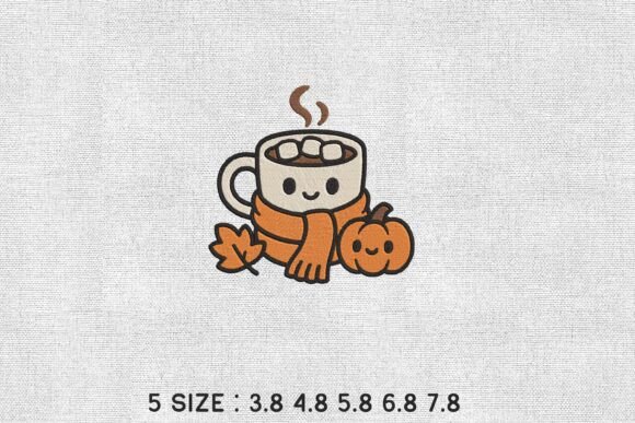 Cozy Cocoa Pumpkin Fall Embroidery File