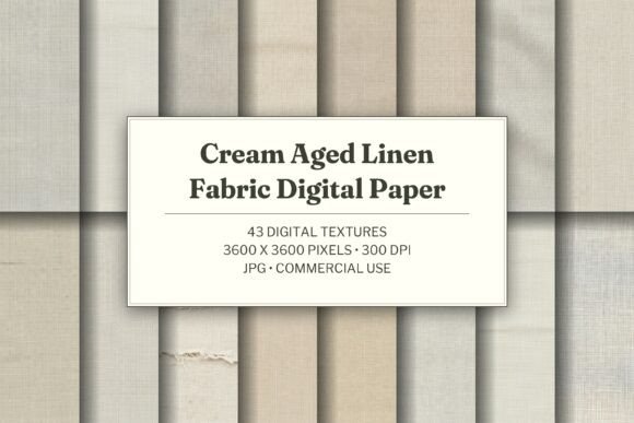 Cream Aged Linen Fabric Digital Paper
