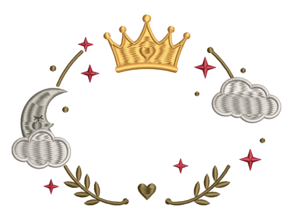 Crown Moon Cloud Wreath Embroidery