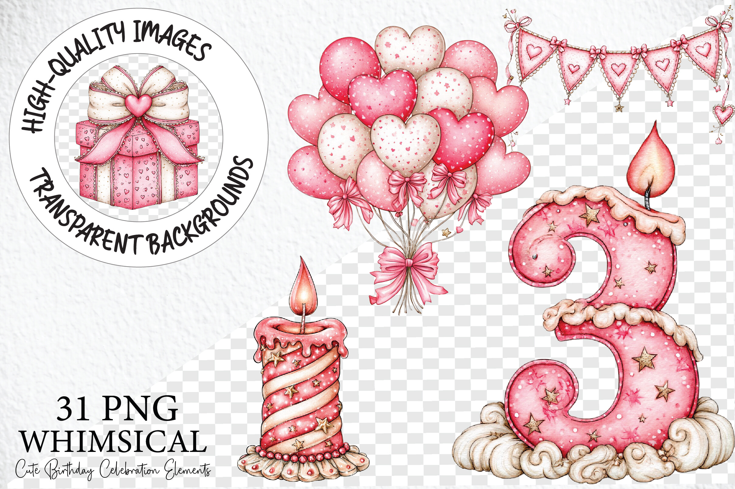Cute Birthday Celebration Elements