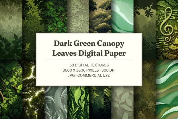 Dark Green Canopy Leaves Digital Paper