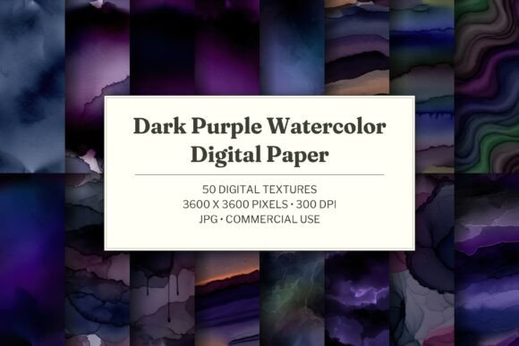 Dark Purple Watercolor Digital Paper