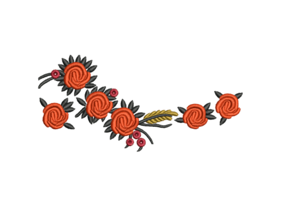 Decorative Red Rose Floral Branch
