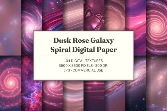 Dusk Rose Galaxy Spiral Digital Paper