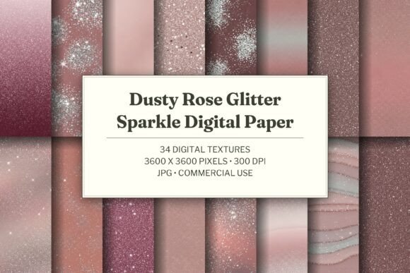 Dusty Rose Glitter Sparkle Digital Paper