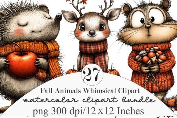 Fall Animals Whimsical Clipart